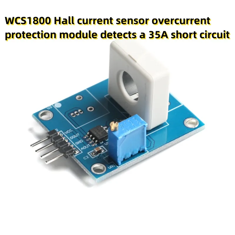 

WCS1800 Hall current sensor overcurrent protection module detects a 35A short circuit