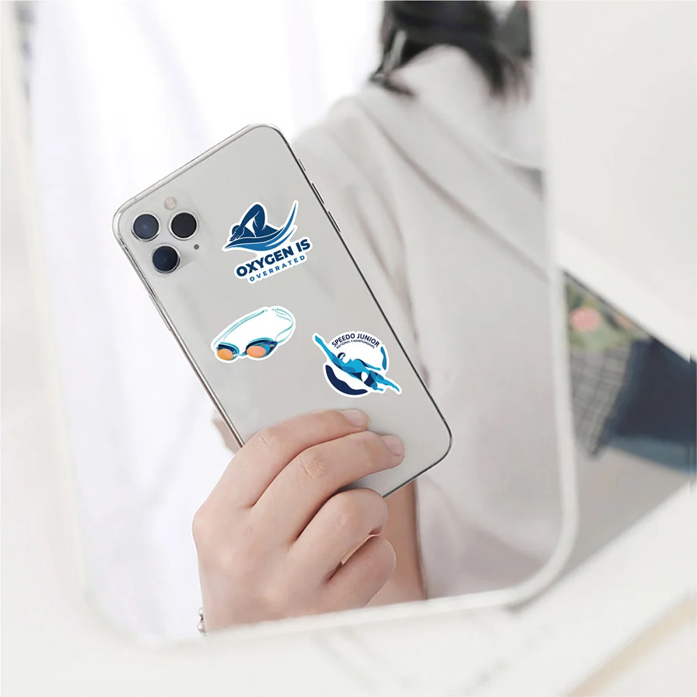 10/30/52PCS New Sports Swimming Sticker DIY Phone Laptop Luggage Skateboard Graffiti Decals Fun for Kid Gift