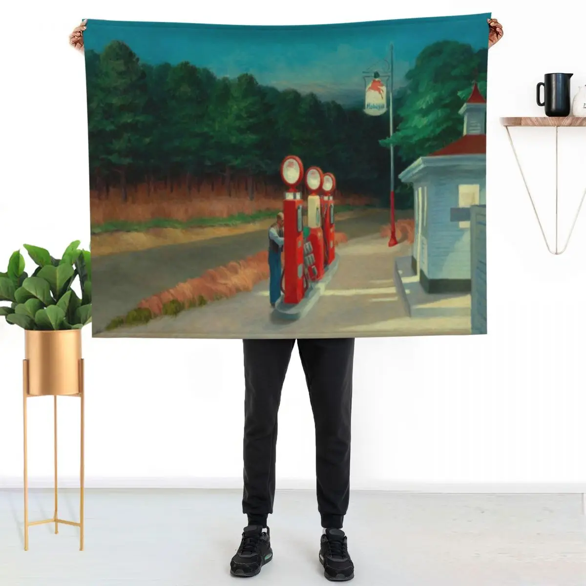 Edward Hopper - Gas, Art reproduction Throw Blanket Decorative Sofas Luxury Nap Camping Decoratives Blankets