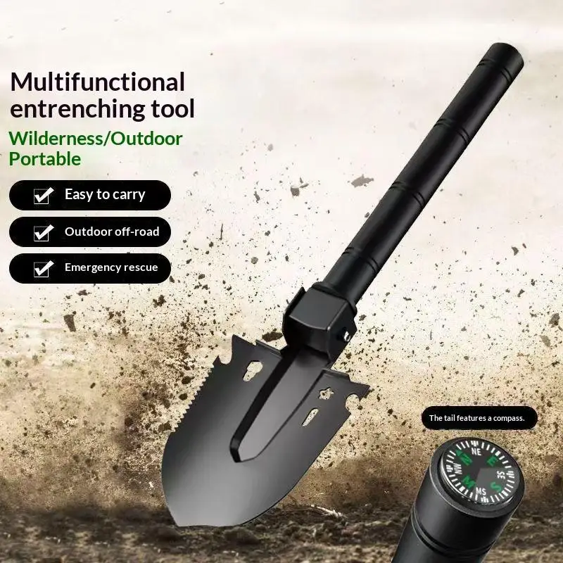 Military Shovel Portable Multi-functional Stainless Steel 1PC Lightweight Outdoor Gear for Camping Trekking Survival