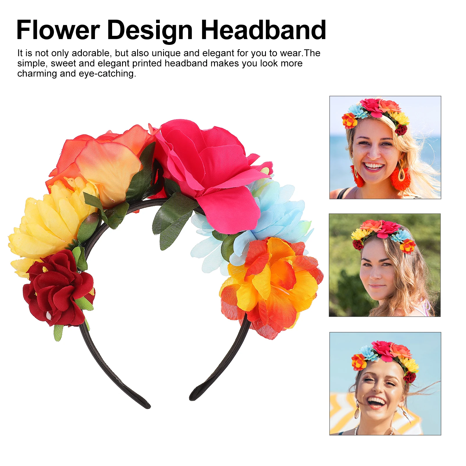 

Silk Rose Headb Hair Accessory Exquisite Headwear Party Crown Bridal Bridesmaid Flower Design Photo Prop Women Elegant