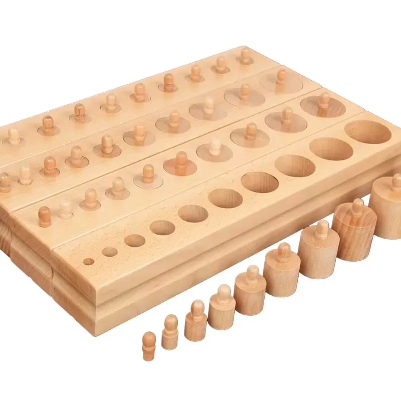 Montessori Wooden Socket Tube Toy Early Education Sensory Teaching Aids for Children Cognitive Development Learning Material