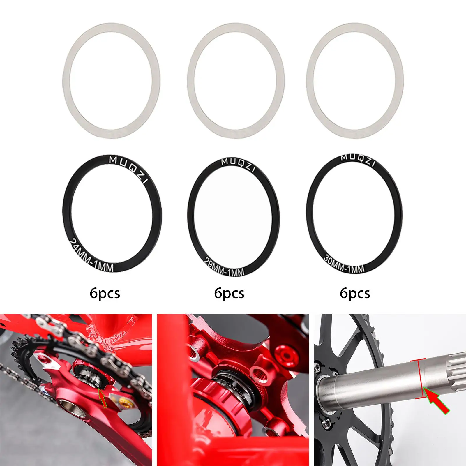 24/29/30mm 6Pack Bottom Bracket Set for BB86 91 92 PF30 BB30