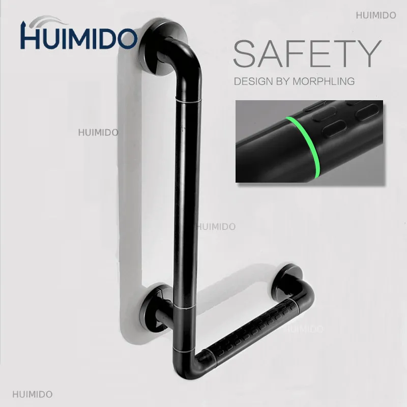 Black bathroom toilet safety handrail for the elderly disabled accessible toilet anti-drop non-slip handle railing