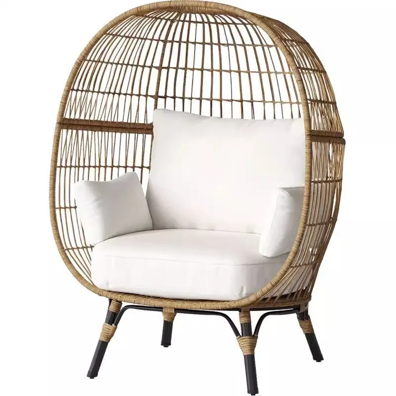 

Outdoor rattan table and combination balcony leisure courtyard round bird's nest sofa lazy rattan chair Internet