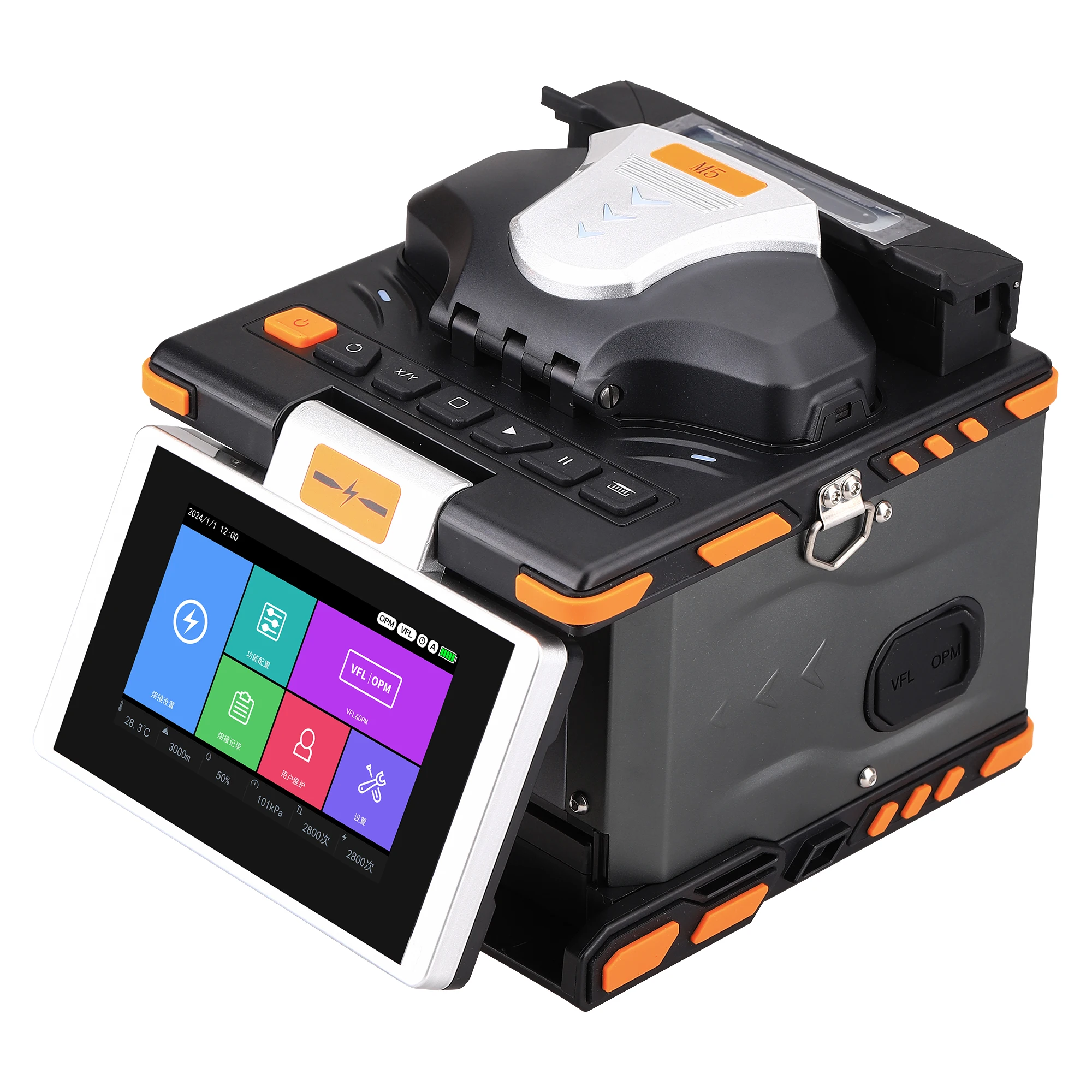 2026 Hot Selling M5 Fiber Optic Fusion Splicer, Drop Cable Pigtail Patch Cord, 6-Motor Hot Melting Machine, Touch LCD Screen