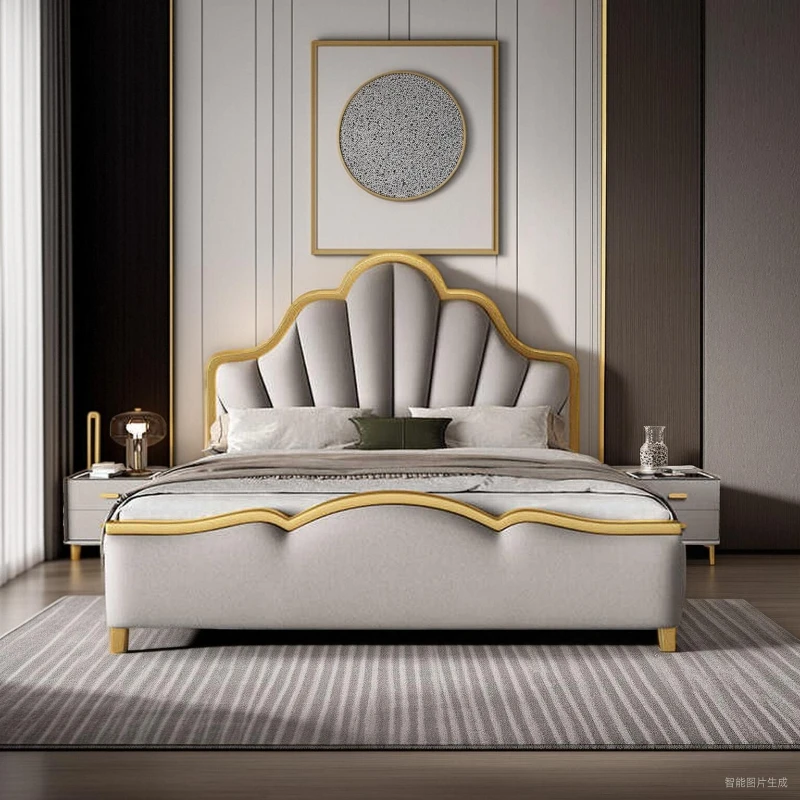 

Bedroom Furniture Full Size Artificial Leather Double Bed Modern Frame King Size Twin Double Bed Wood Space Saving Cama Lit Bett