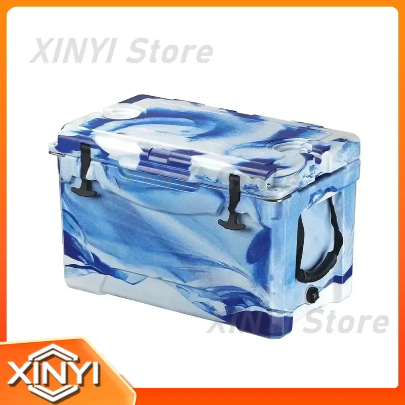 50L Insulated Plastic Cooler Box with Letter Pattern Portable Freezer for Food and Beverage Storage