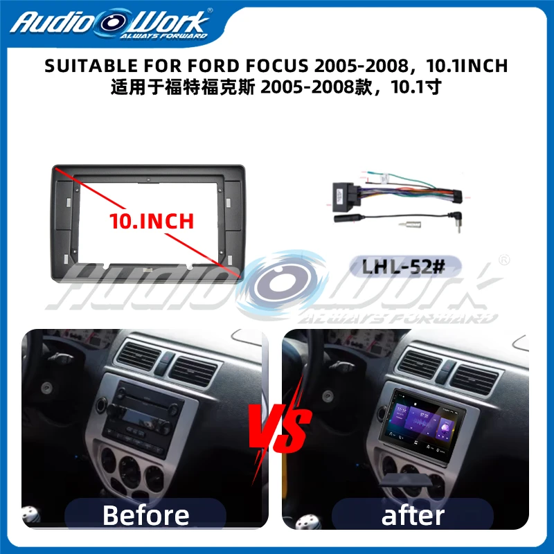 Автомобильный радиоприемник стерео GPS MP5 плеер 2 Din Fascias панель приборной панели рамка крышка для FORD FOCUS 2005-2008 10 дюймов Android