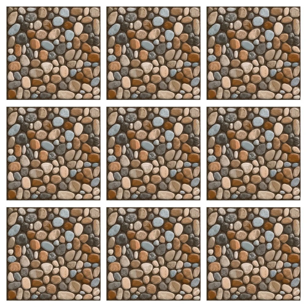 

20pcs Retro Cobblestone Stickers Self Adhesive Simulation Cobblestone Tiles Vintage Home Decor Wall Bathroom Tile Wallpaper