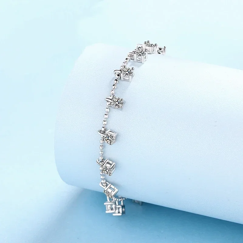 

Daughter Birthday Gift 18K White Gold Bracelets 1.3/3.9CT Moissanite Diamond Women Wedding PT950 Platinum Girl Valentine's Day