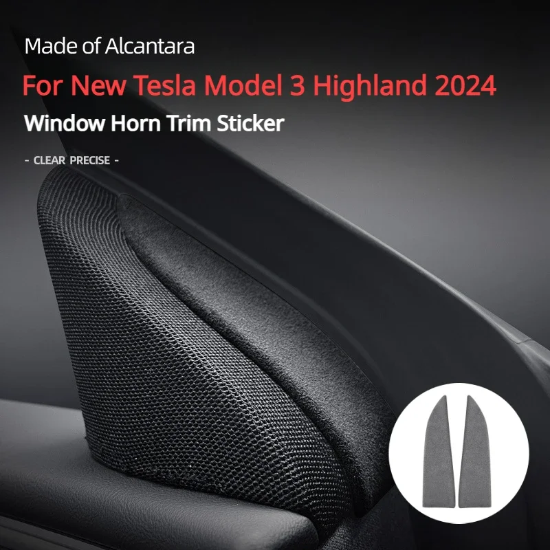 

For New Tesla Model3+ Highland 2024｜Interior Access, Decal, Decoration, Loudspeaker, Sticker, Trim, Alcantara Suede, Window Horn