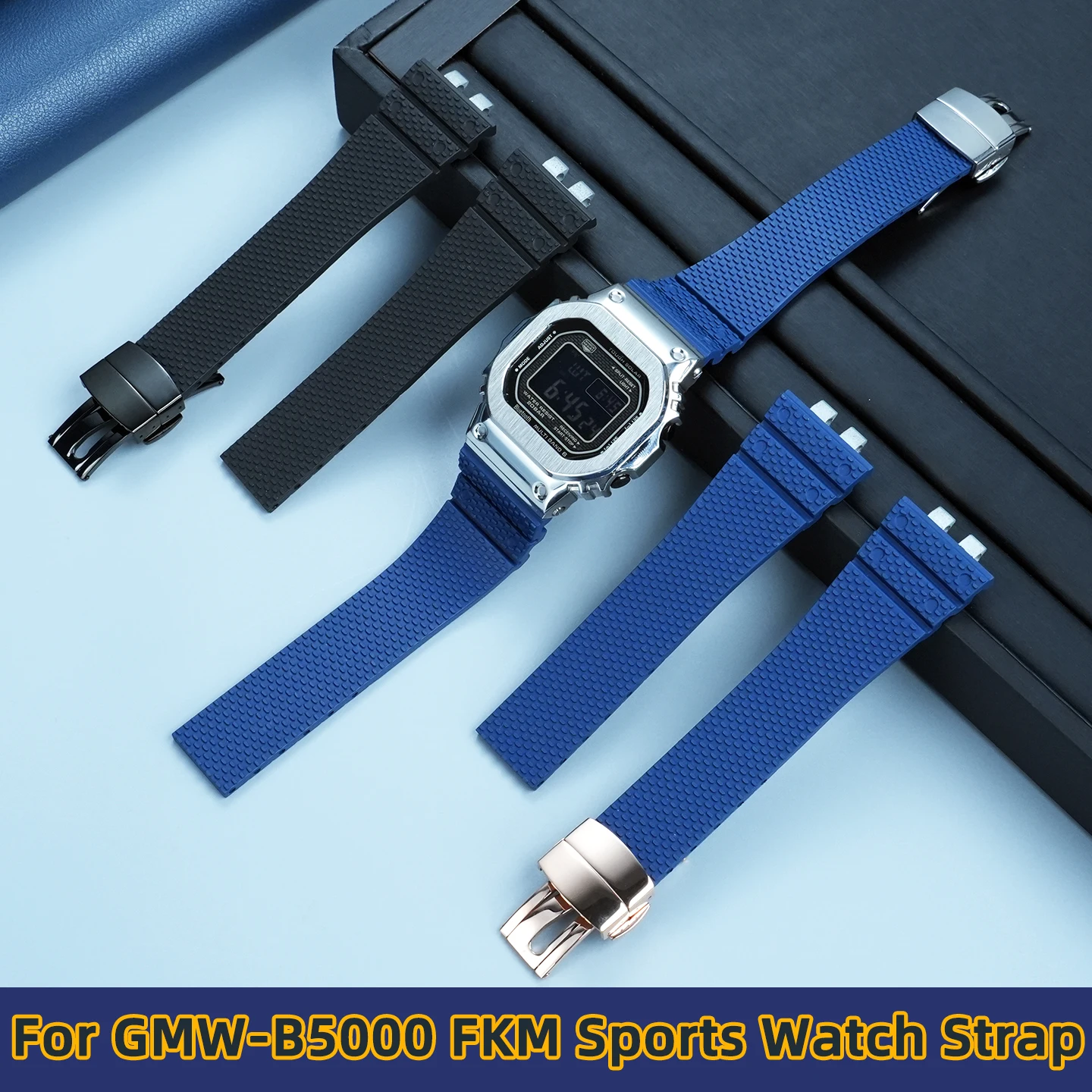 High Quality Sports Fluororubber Watch Strap For Casio GMW-B5000 MRG-B5000 FKM Watchband Men Waterproof Dustproof Folding Clasp