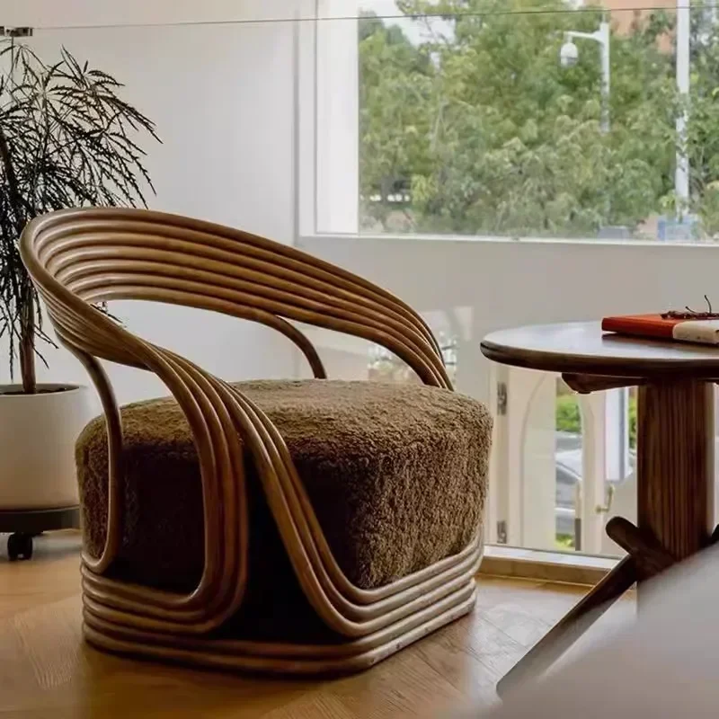 Vintage rattan sofa chair balcony, rattan art guest chair in B & B hotel
