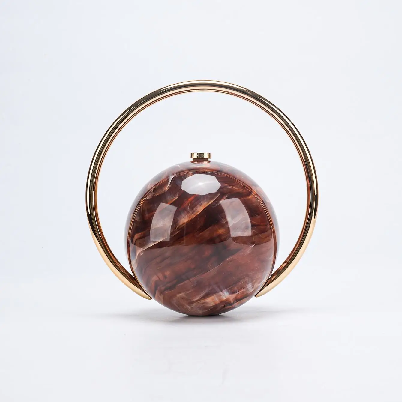 

Electroplated Sphere Evening Bags for Women Trendy High Quality PVC Circular Mini Handbag Distinctive Purse
