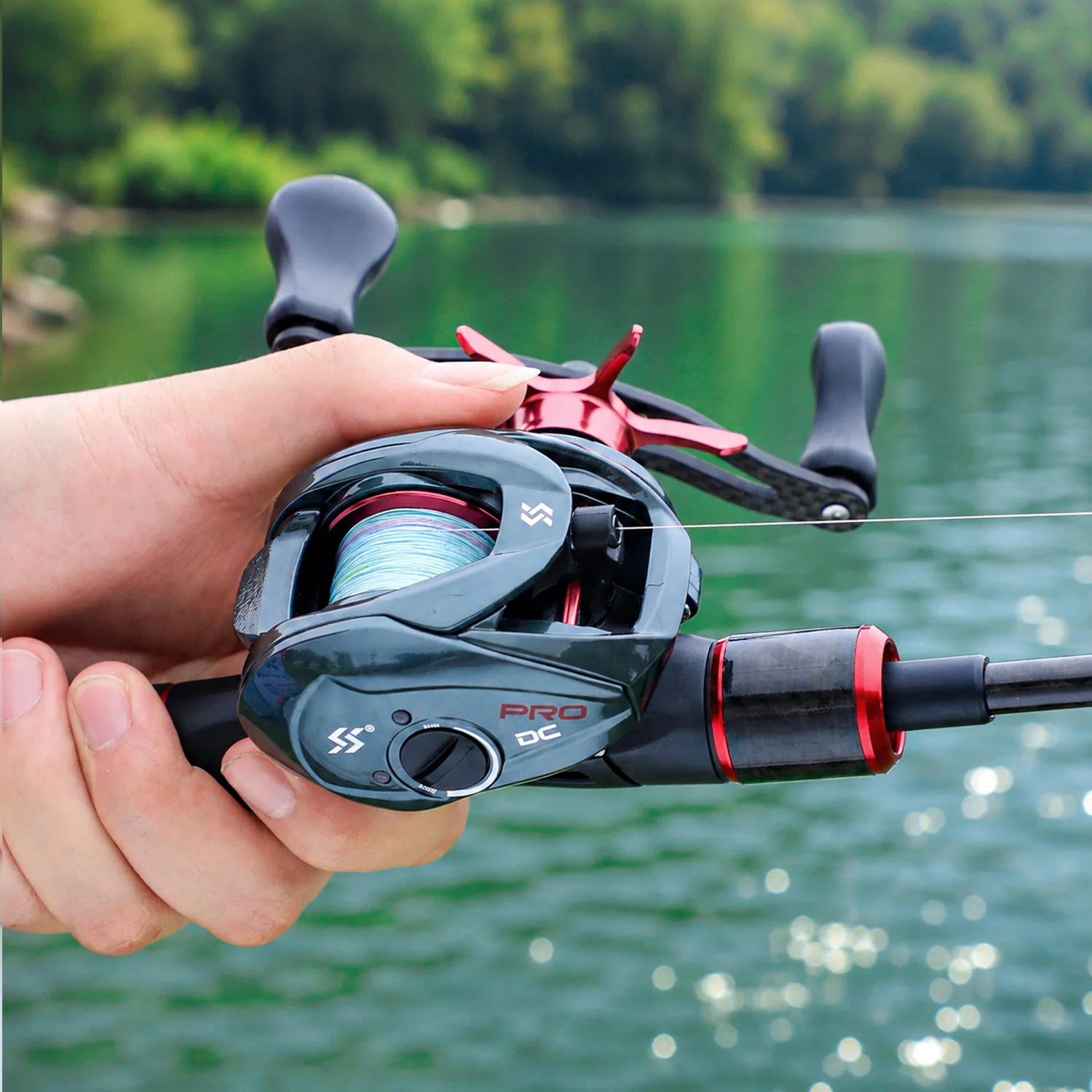 Sougayilang PRO DC Elektronische Baitcasting-Rolle Anti-Backlash 7.2:1 Übersetzungsverhältnis 7+1BB Carbon-Griff Salzwasser-Angelrolle – Detail 17