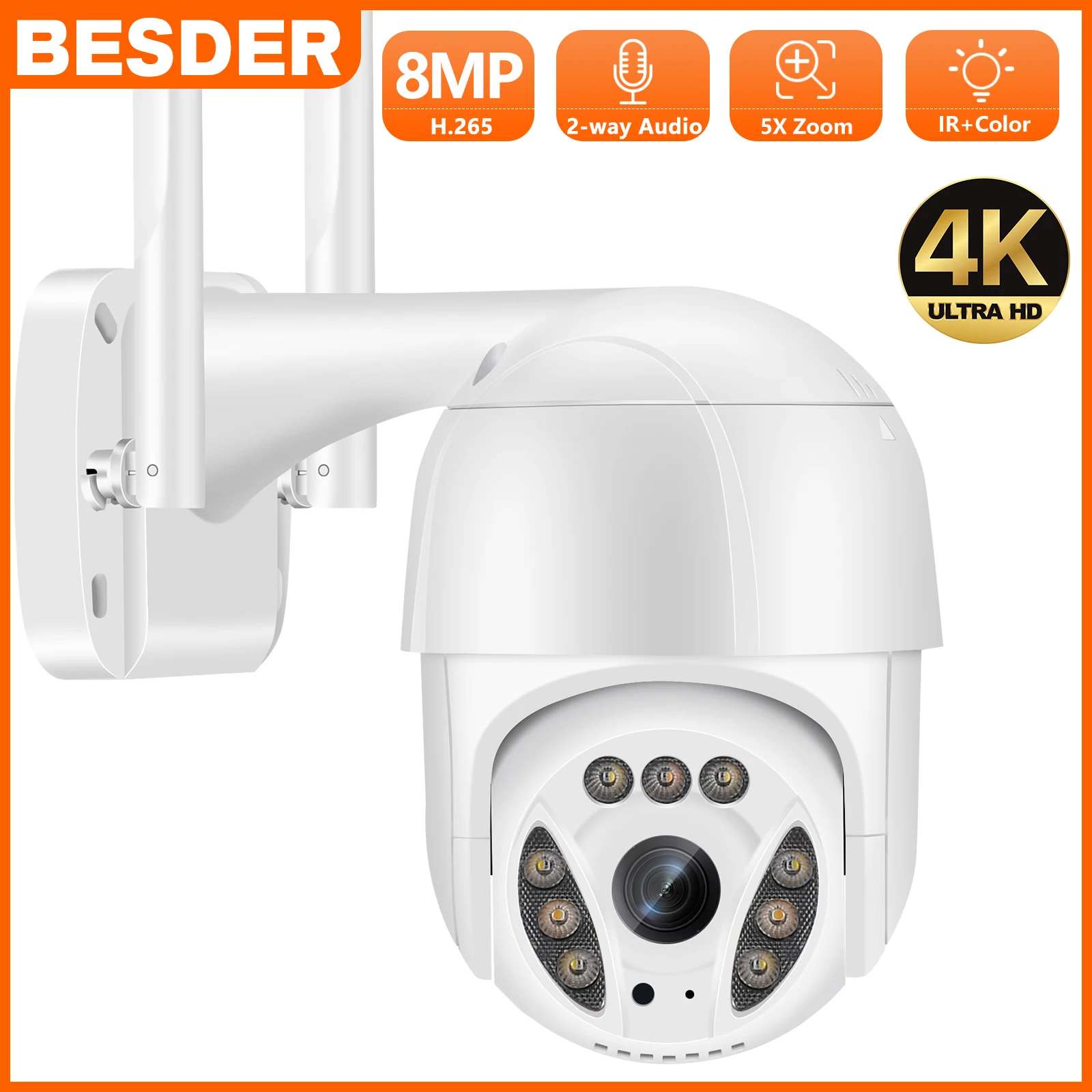 

Ultra HD 4K 8MP PTZ IP Camera WIFI H.265 AI Human Detect 5X Digital Zoom iCSee 5MP 3MP 2MP P2P Wireless Outdoor Security Camera