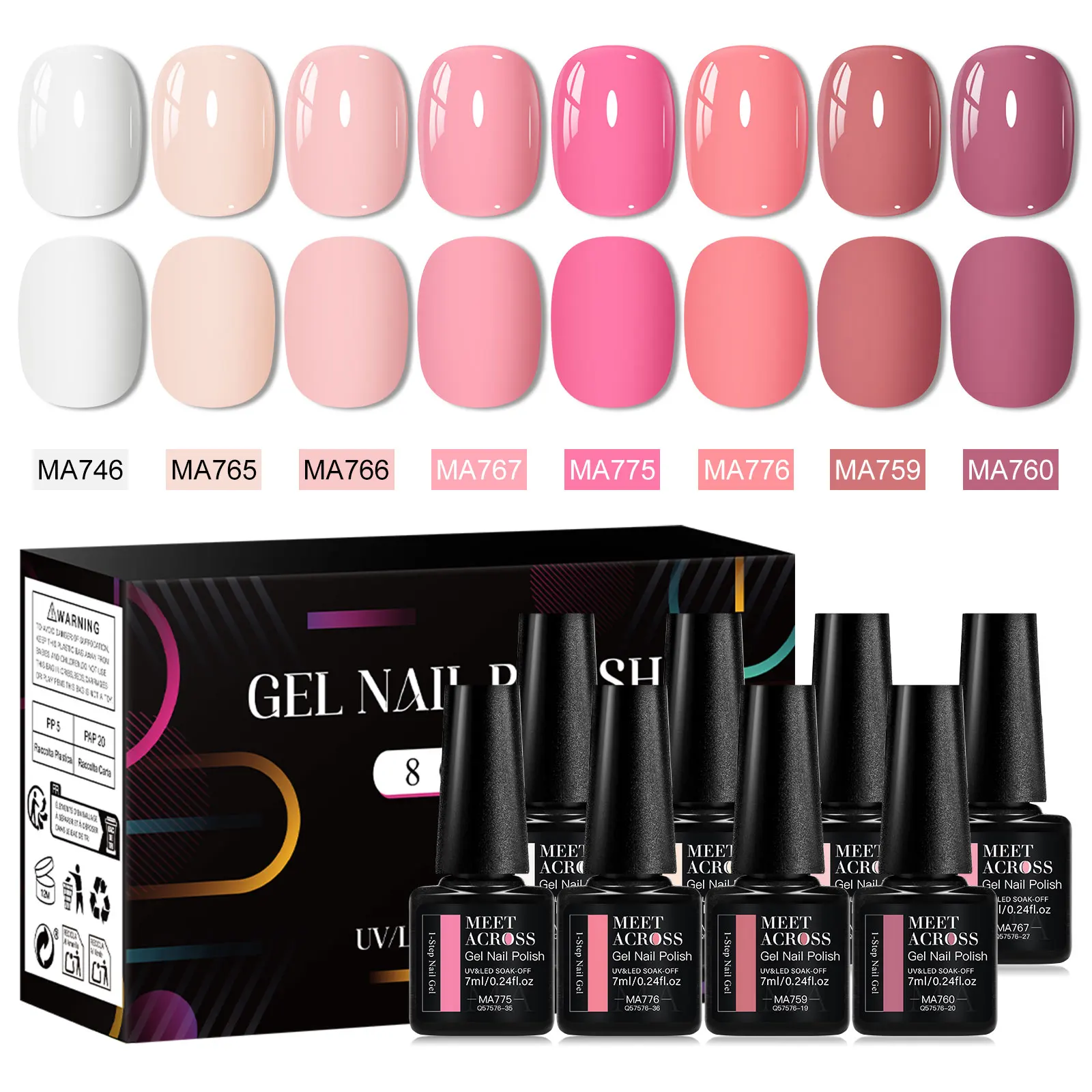 

8 шт. 1-ступенчатый набор гель-лаков для ногтей с коробкой 3 в 1 Nail Art Soak Off светодиодные УФ-гель-лаки для ногтей без необходимости базовое покрытие для ногтей