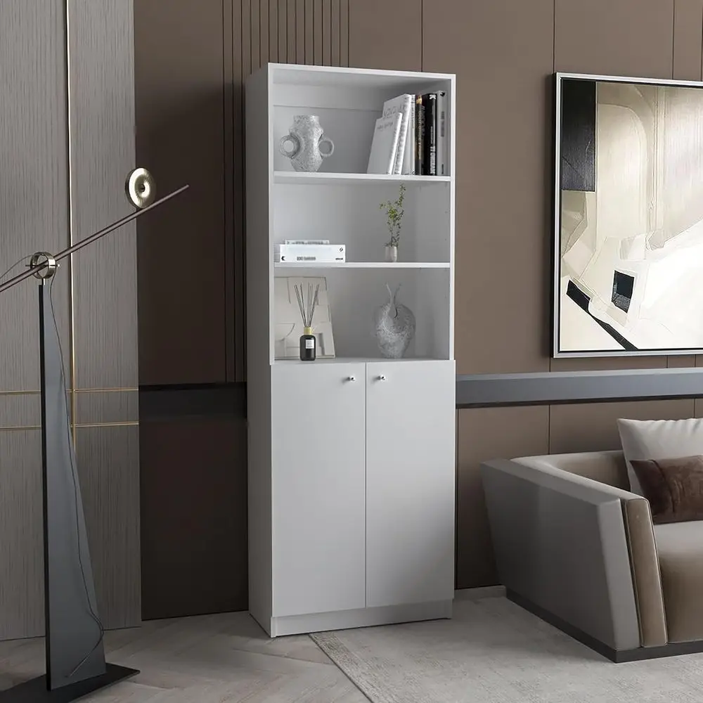 

White Multi-Functional Storage Cabinet, Double Door, Living Room Furniture, Shoe Rack, Plant Stand, Utility Organizer