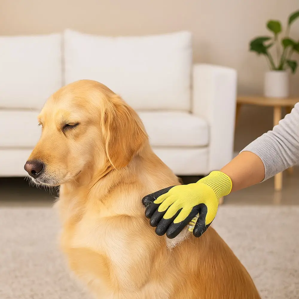 

Soft Pet Hair Removal Gloves Wear Resistant Non-Slip Cat Bath Gloves Textured Design Dog Massage Gloves Shedding Season