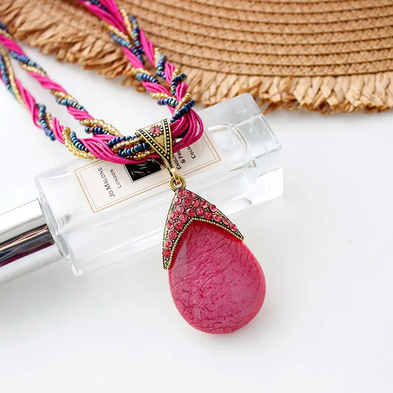 Pure Handmade Retro Bohemian Style Ladies Necklace Jane Eyre Fashion Exquisite Water Drop Necklace Female Factory Direct Sales