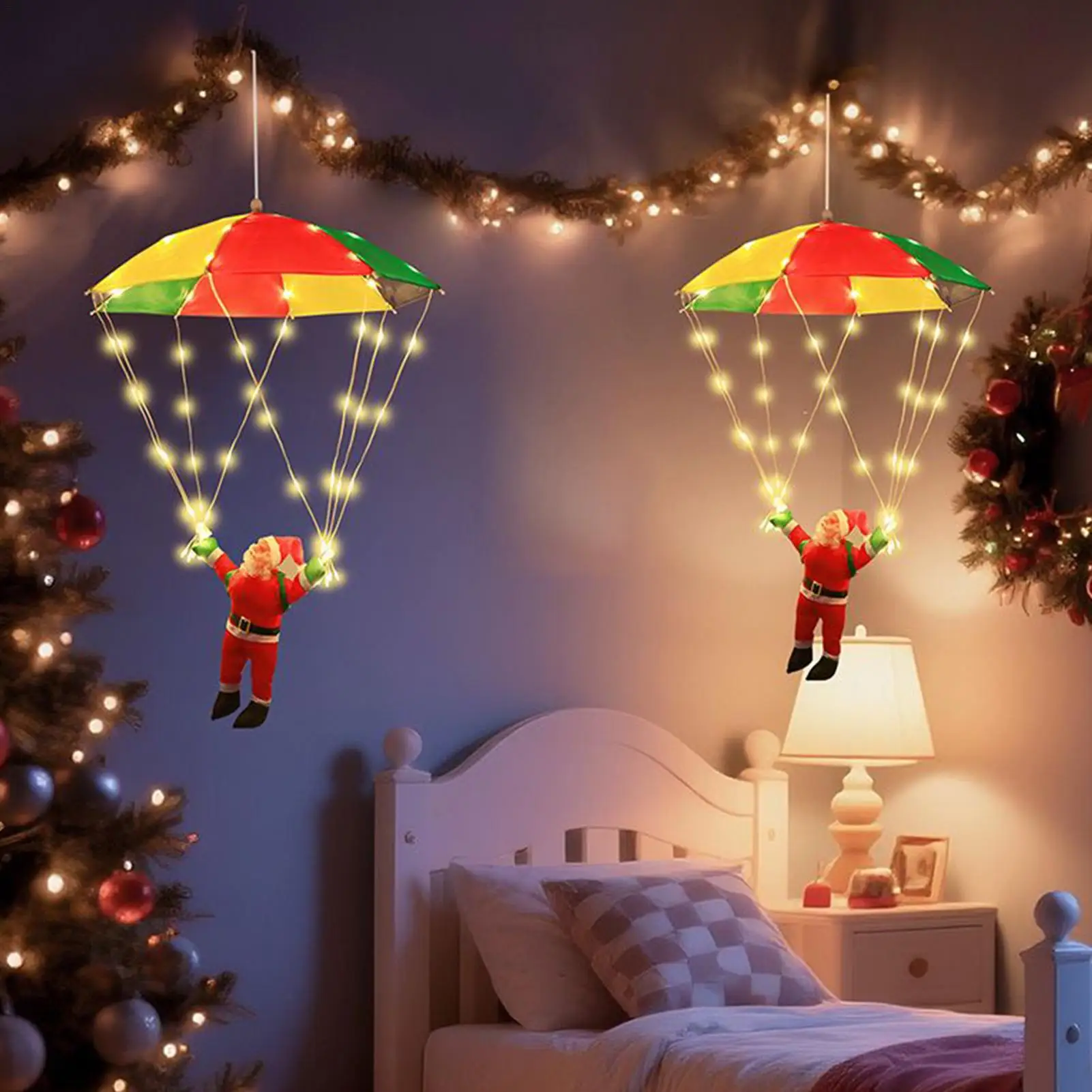 أضواء عيد الميلاد داخلي المظلة سانتا LED سلسلة أضواء زينة عيد الميلاد الإضاءة المحيطة لحفلة عطلة خارج
