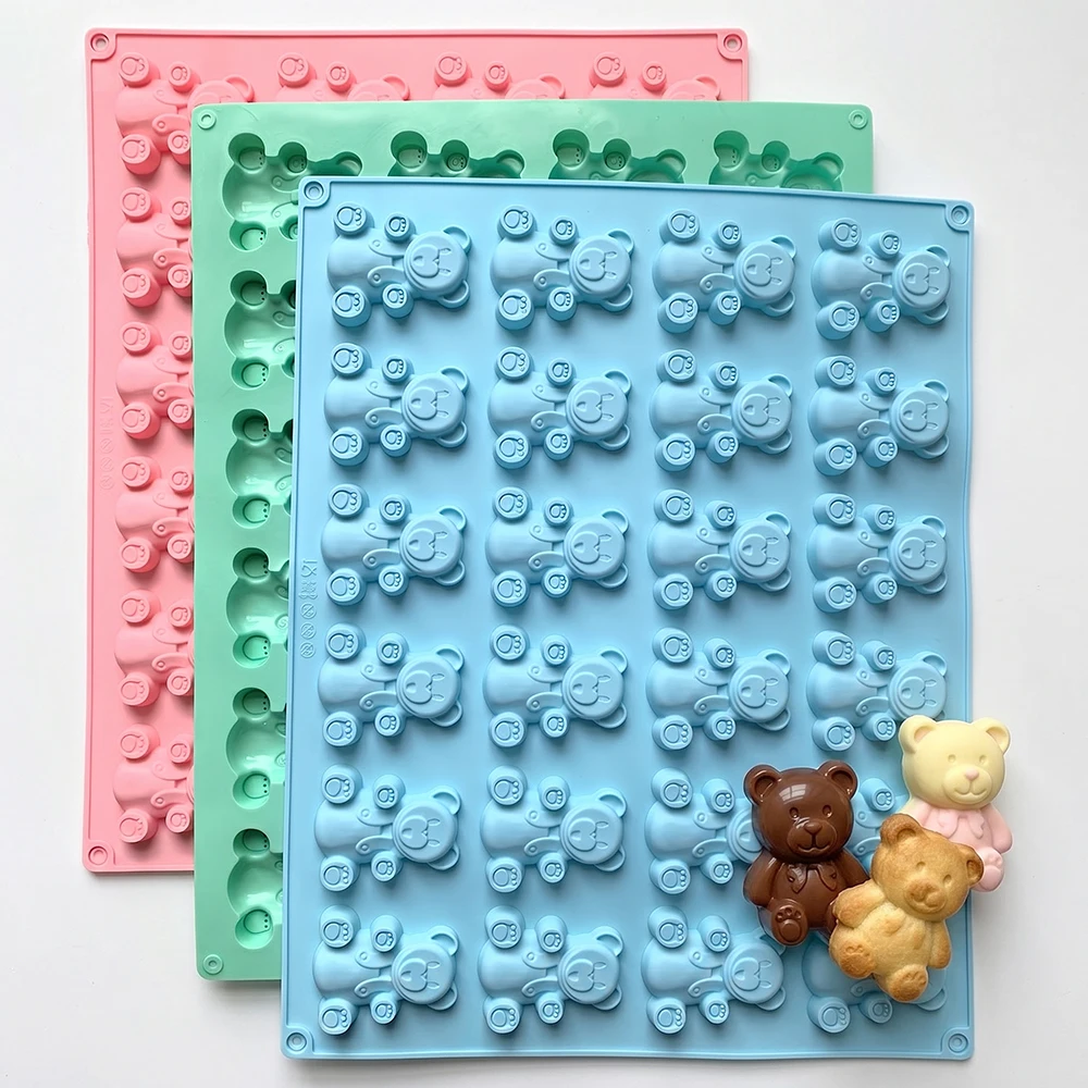 24 hole teddy bear shaped silicone mold DIY candy pudding dessert cake decoration plugin biscuit baking mold