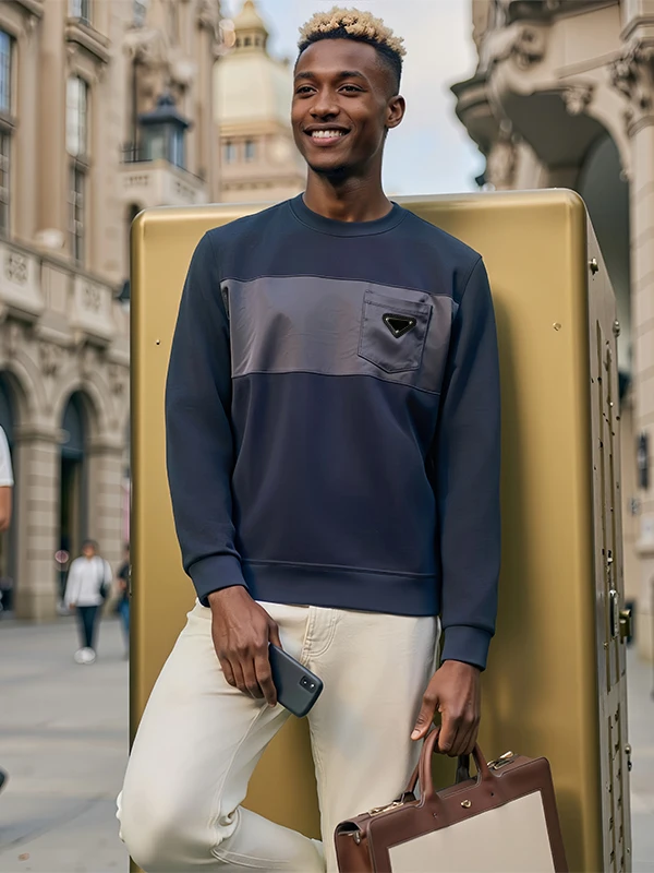 

Italian Luxury Modal Sandwich Air Layer Men's Autumn Winter Breathable Versatile Hoodie Couple Sle Comfortable Polyester Co...