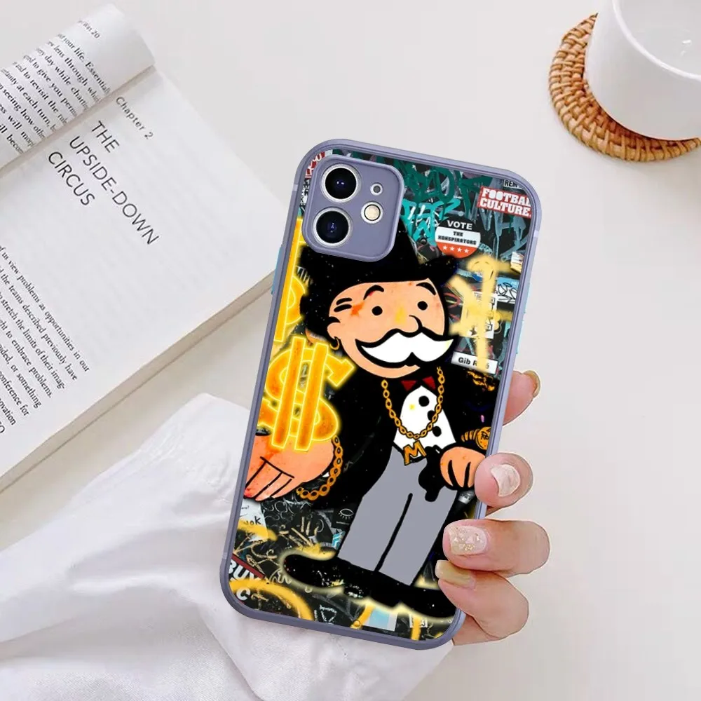 Cartoon Luxury Dollar MonopolyS Phone Case for iPhone 14 11 12 13 Mini Pro Max 8 7 Plus X XR XS MAX Translucent Matte Cover