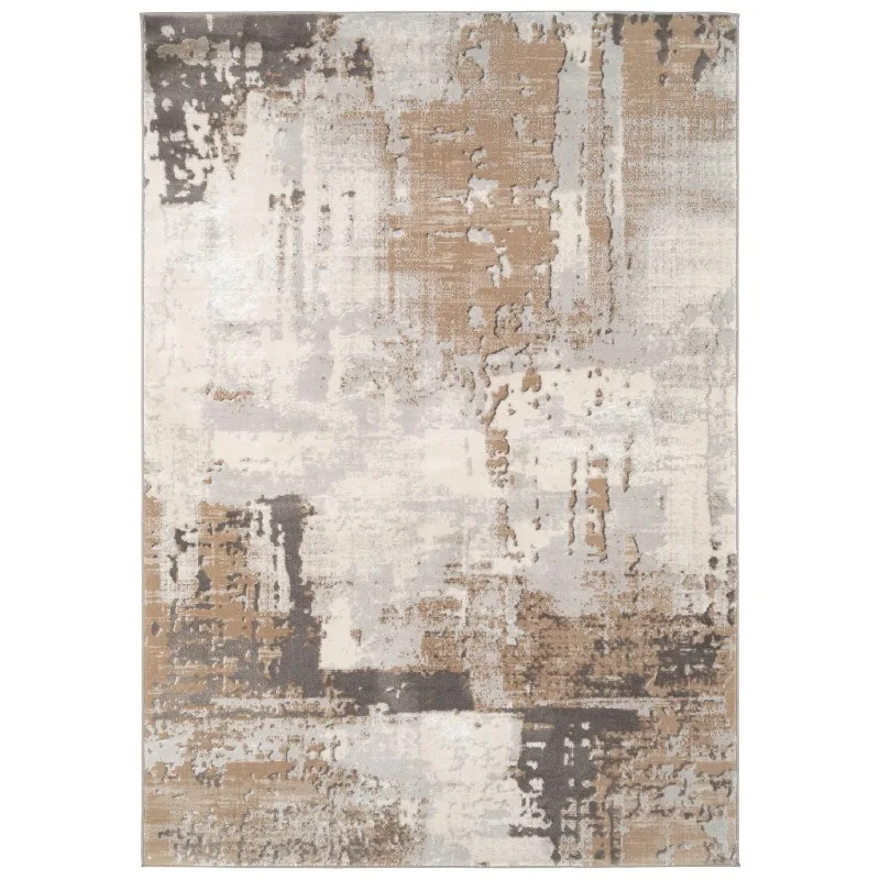 Distressed Warm Neutral Greige Living Room Area Rug Abstract Gray Beige Elegant Bedroom Carpet Versatile Kitchen Hallway Rugs