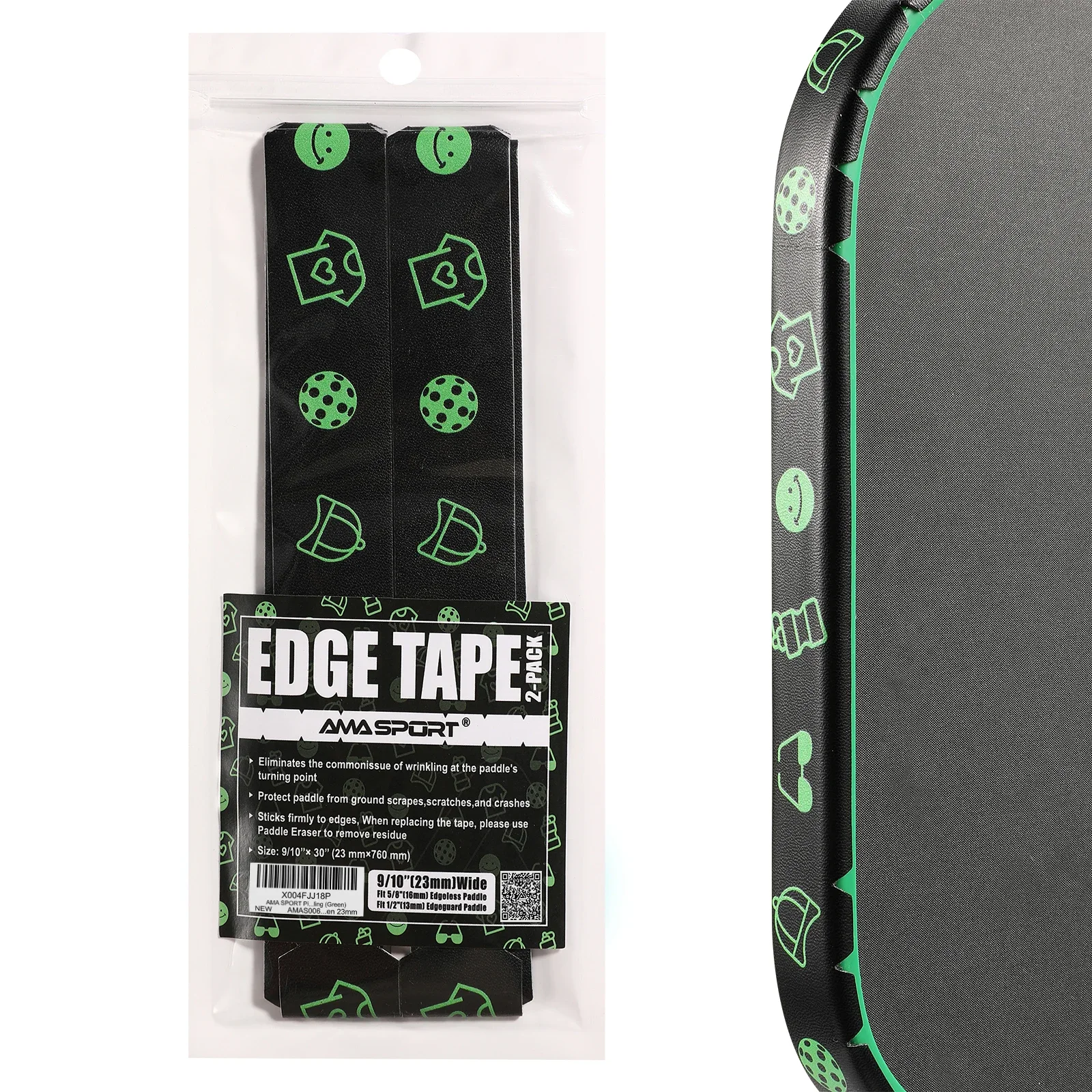 

Защитная лента AMASPORT Smiling Pickleball Edge Guard Tape из премиального износостойкого материала, 20/23/26 мм, для всех толщин краев