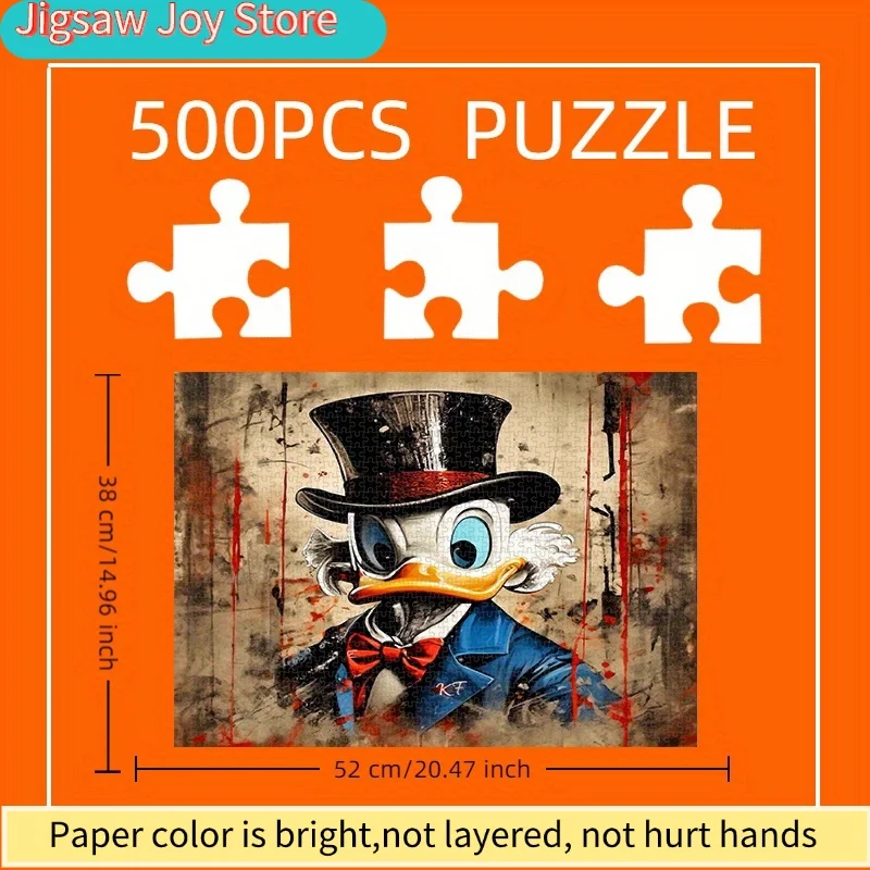 Puzzle 500 elementów Disney, papierowe puzzle DIY od Shiqiaoji Mac Duck Art, odpowiednie do relaksu w domu, spotkań z przyjaciółmi, użytku w biurze; perf