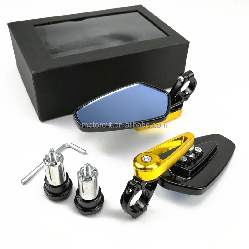 1 مجموعة 7/8 "22 مللي متر العالمي للدراجات النارية مرآة الألومنيوم مرآة الرؤية الخلفية مقود نهاية الجانب مرآة #4