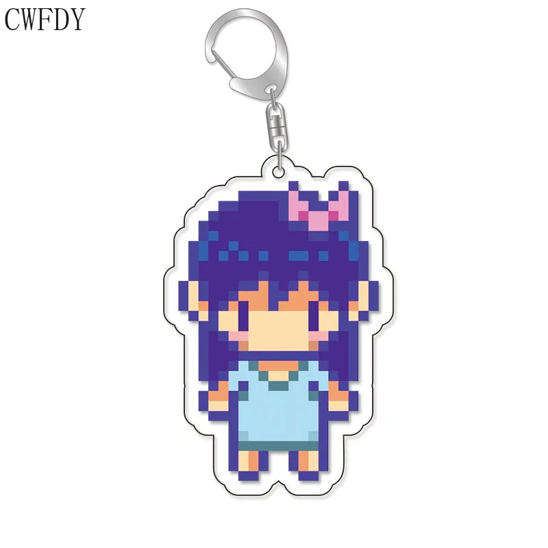 Game Omori Pixel Figure Acrylic Keychain For Accessories Basil Kel Sunny Pendant Keyring Car Bag Jewelry Student Christmas Gifts