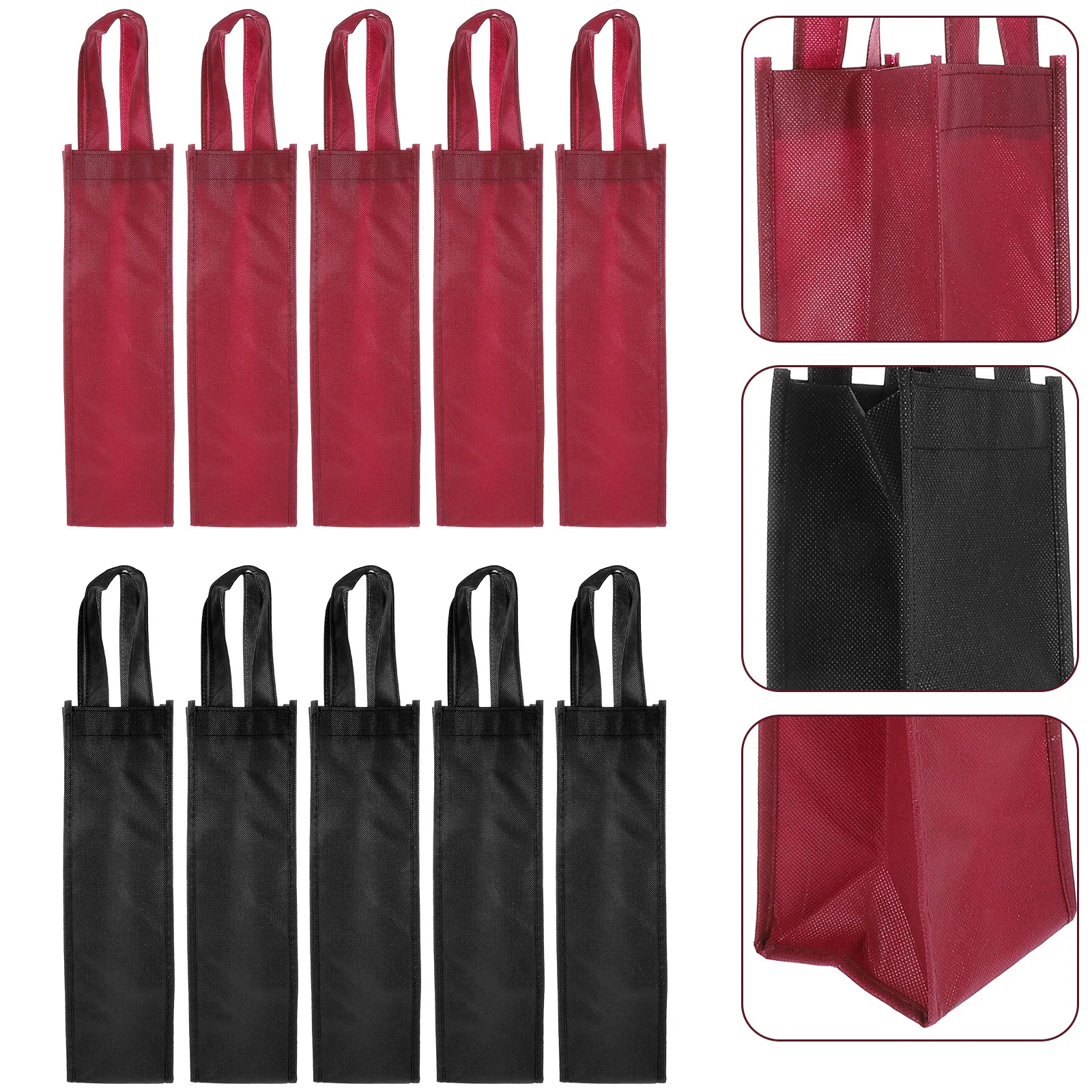 

10Pcs Wine Gift Bags Non-Woven Cloth Single Bottle Carrier Lightweight Handle Wine Bottle Packing Bags for Gifts Travel Party