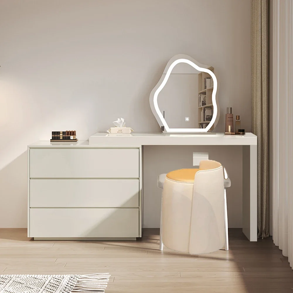 

With White Chair Mirror Dressing Featuring Stylish Storage Luxury Bedroom Design LED Light Schmink Tisch Home Hine Accessories