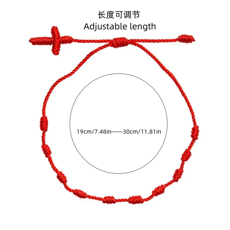 1pc Fashion black red 10 knots fabric cord string bracelets tied rope rosary religious necklace bracelet