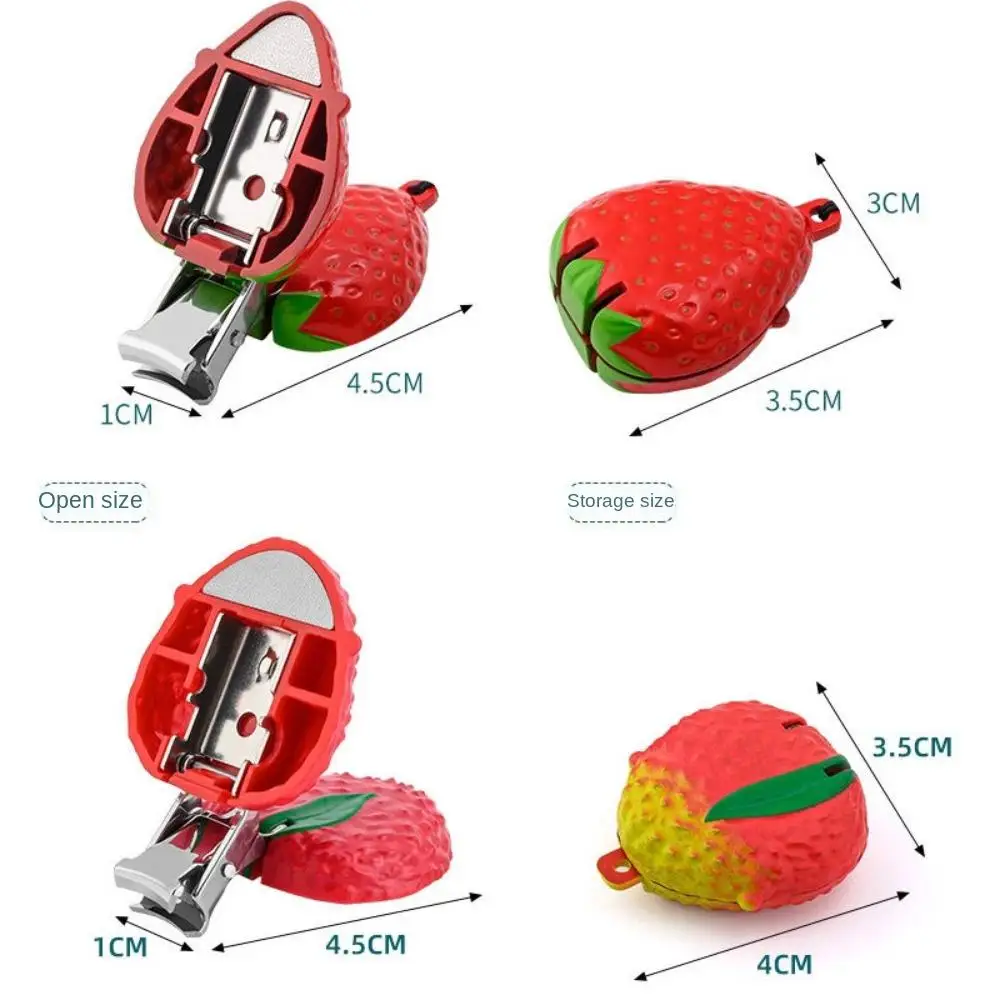 Cartoon Mini Foldable Animal Fruits Nail Clipper Hand Toe Clipper Panda Tiger Strawberry Nail Clipper With Keychain