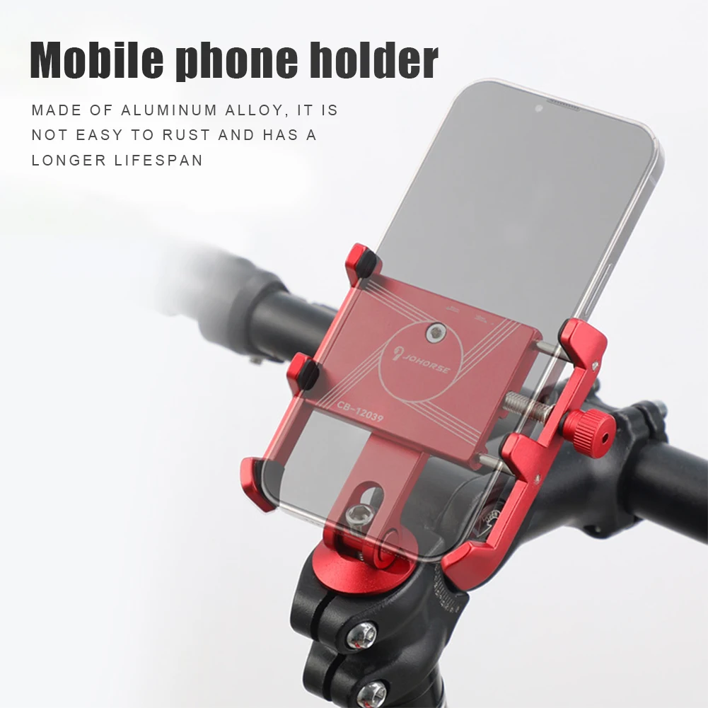 Aluminum Alloy Bicycle Cell Phone Holder Rotatable Phone Navigation Stand with 6mm Screw Cushioning Pad for Stem/Handlebar Mount