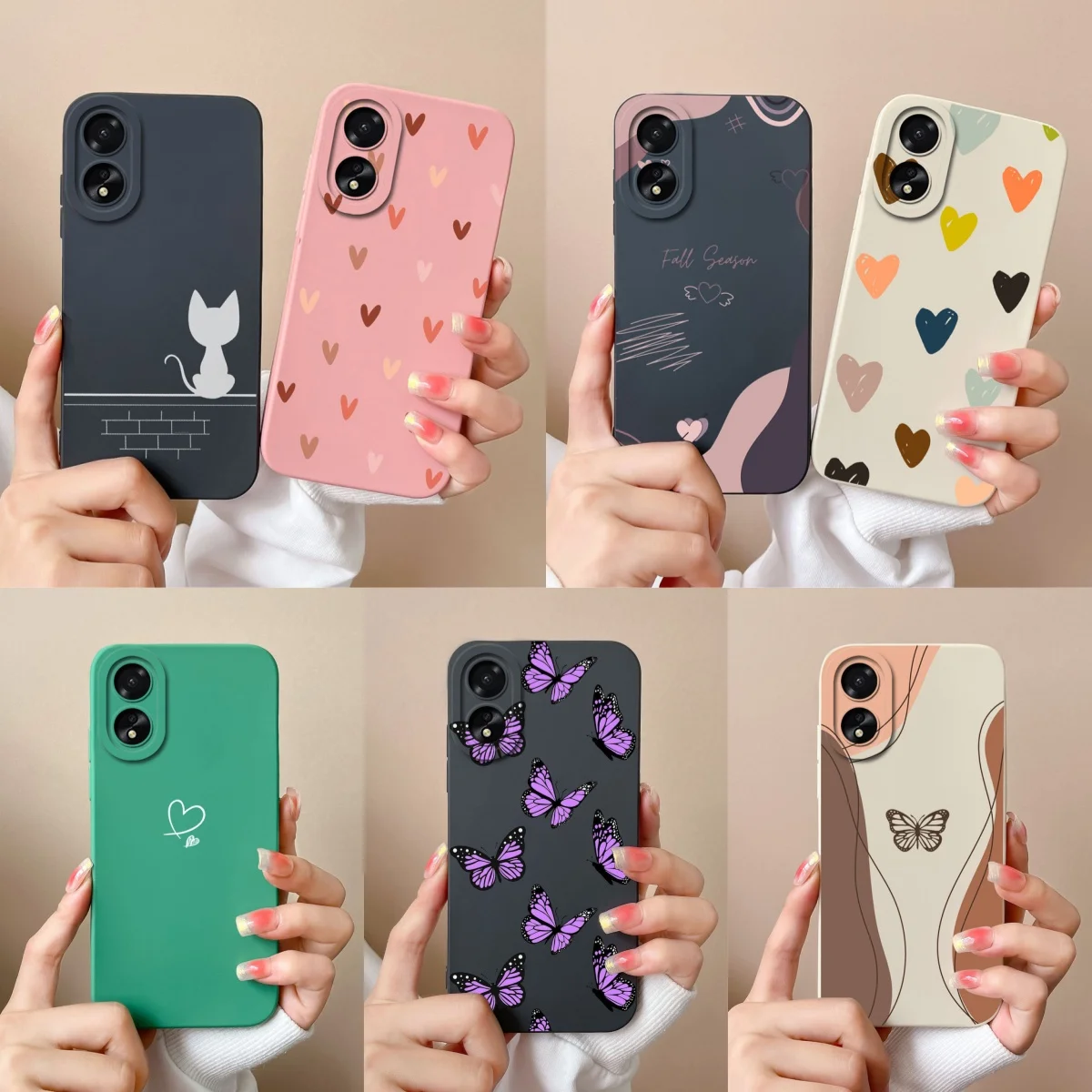 For Oppo A18 A38 Case Lover Heart Back Cover For Oppo A 18 38 4G Phone Covers Soft Liquid Silicone Anti Drop Camera Protector