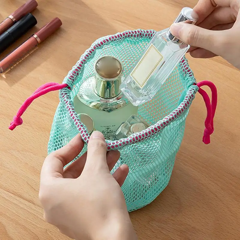 Nylon Mesh Drawstring Storage Pouch Multi-Purpose Travel Bag For Digital Products Makeup Cosmetic Organizer Outdoor