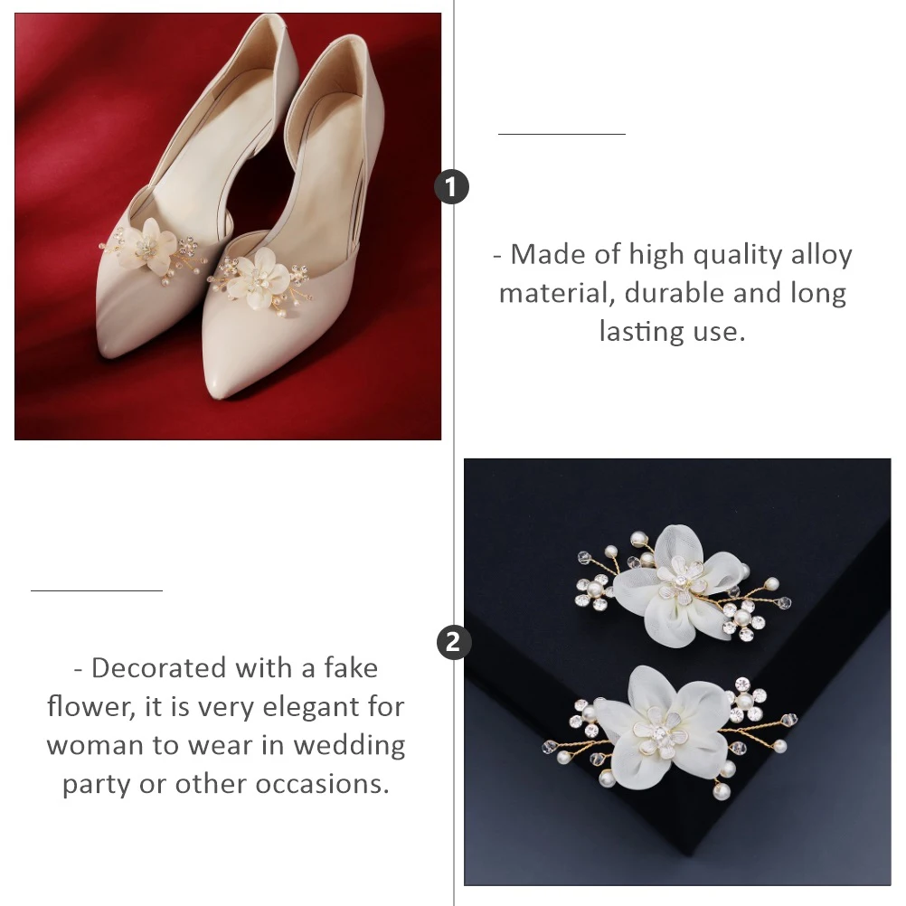 

1 Pair Detachable Buckles Wedding Clip Alloy Decoration Removable Banquet Buckle Diy Shoe Clip Golden Women Shoe Buckle
