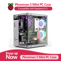 Pironman 5 Mini PC Case for Raspberry Pi 5，with Tower Cooler+Dual RGB Fans, 0.96'' OLED Module, NVMe M.2 SSD