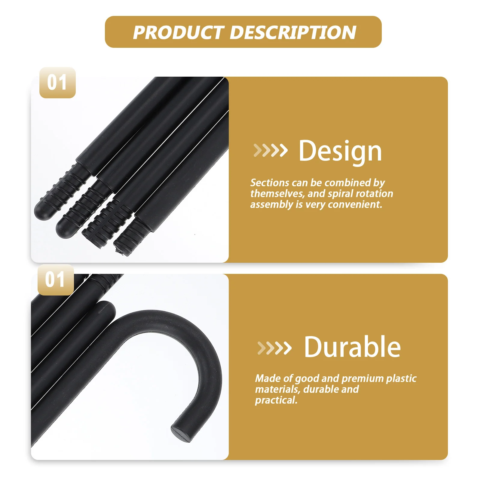 

2pcs Walking Stick Lightweight Durable Theatrical Cane Four-Section Removable Portable Performance Prop Halloween Carnival