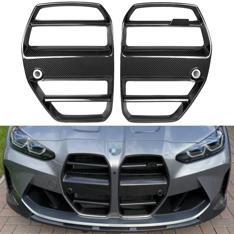 Car Accessories For BMW Dry Carbon Fiber Front Bumper Grille G80 M3 4 Series G82 G83 M4 2021+ ST Style Automotive Spoiler