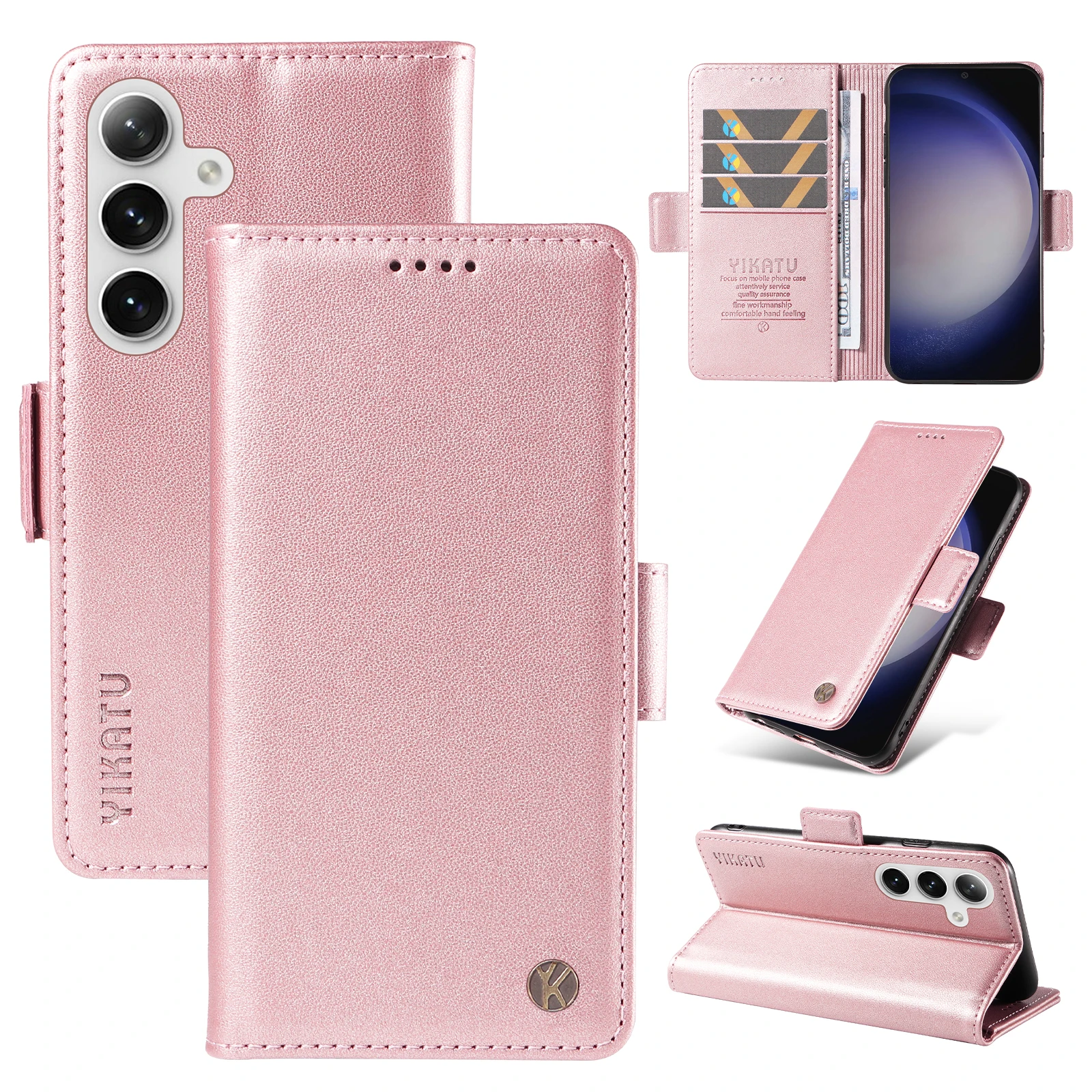

Luxury Ring Leather Wallet Card Slot Phone Case for Samsung Galaxy S24 Ultra S23 Plus S22 S21 FE Flip Purse Holder Cover Coque