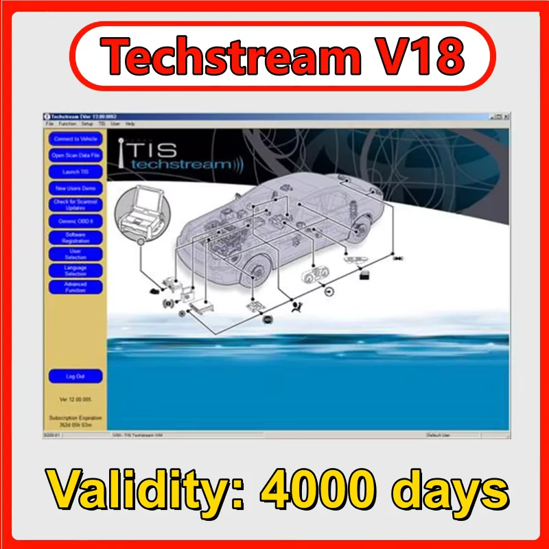 2026 Hot TIS Techstream 18.00.008 software Link, Valid 4000 calendar days, Works with MINIVCI MINI VCI V160 Pro J2534 for TOYOTA
