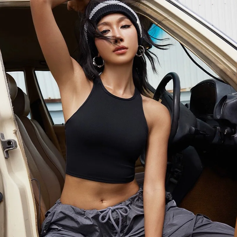 Sports Tank Top: High-Stretch, Quick-Dry, with Built-in Cushions, Shock-Absorbing, for Pilates, Yoga, and Back-Shaping Workouts