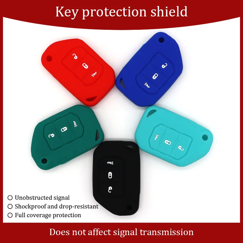 For Jeep Gladiator Jeep Wrangler Off road New Energy Folding 3-Key Protective Cover Anti Drop and Scratch Car Key Case Bag Cover