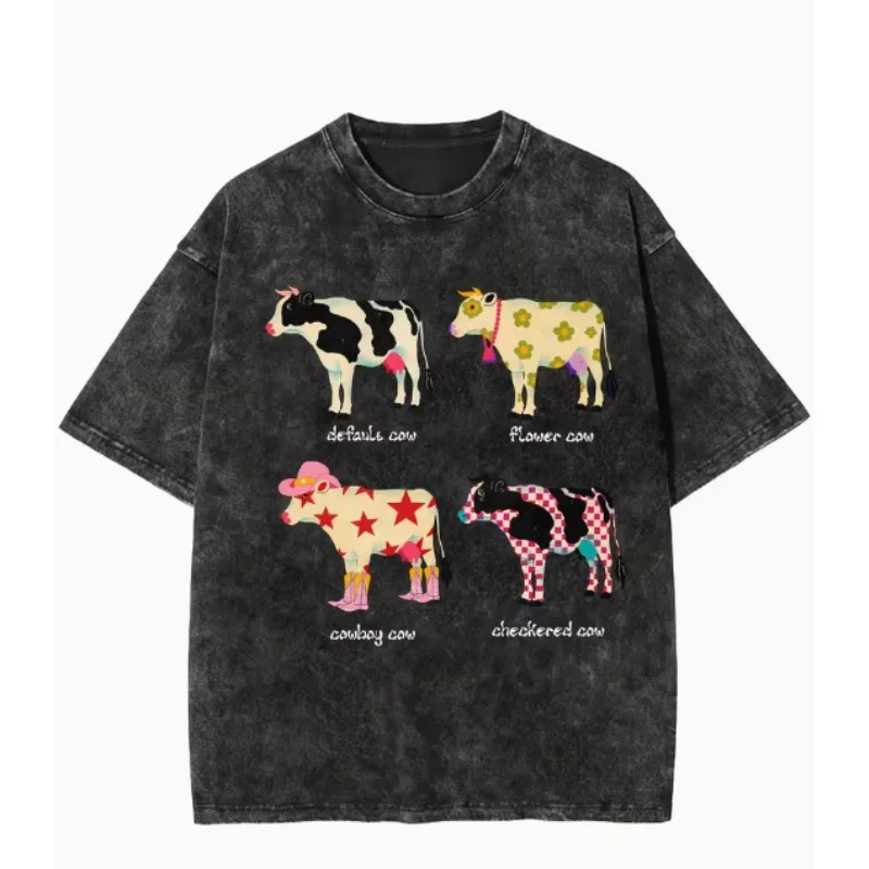 Women's Retro Western Denim T-shirt, Worn Short Sleeved Top Pink Denim Boots Hat and 